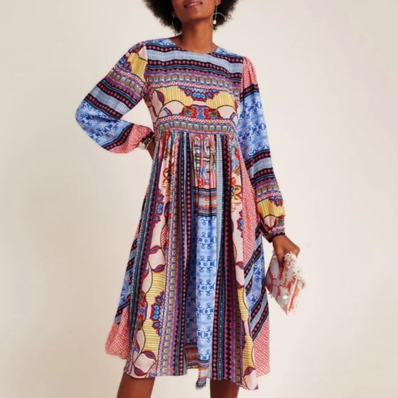 Anthropologie Dresses & Skirts - ANTHROPOLOGIE BHANUNI BY JYOTI Blue Motif Marcelina Midi Dress - 4